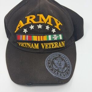 Vietnam Veteran Army Embroidered Brown Cap